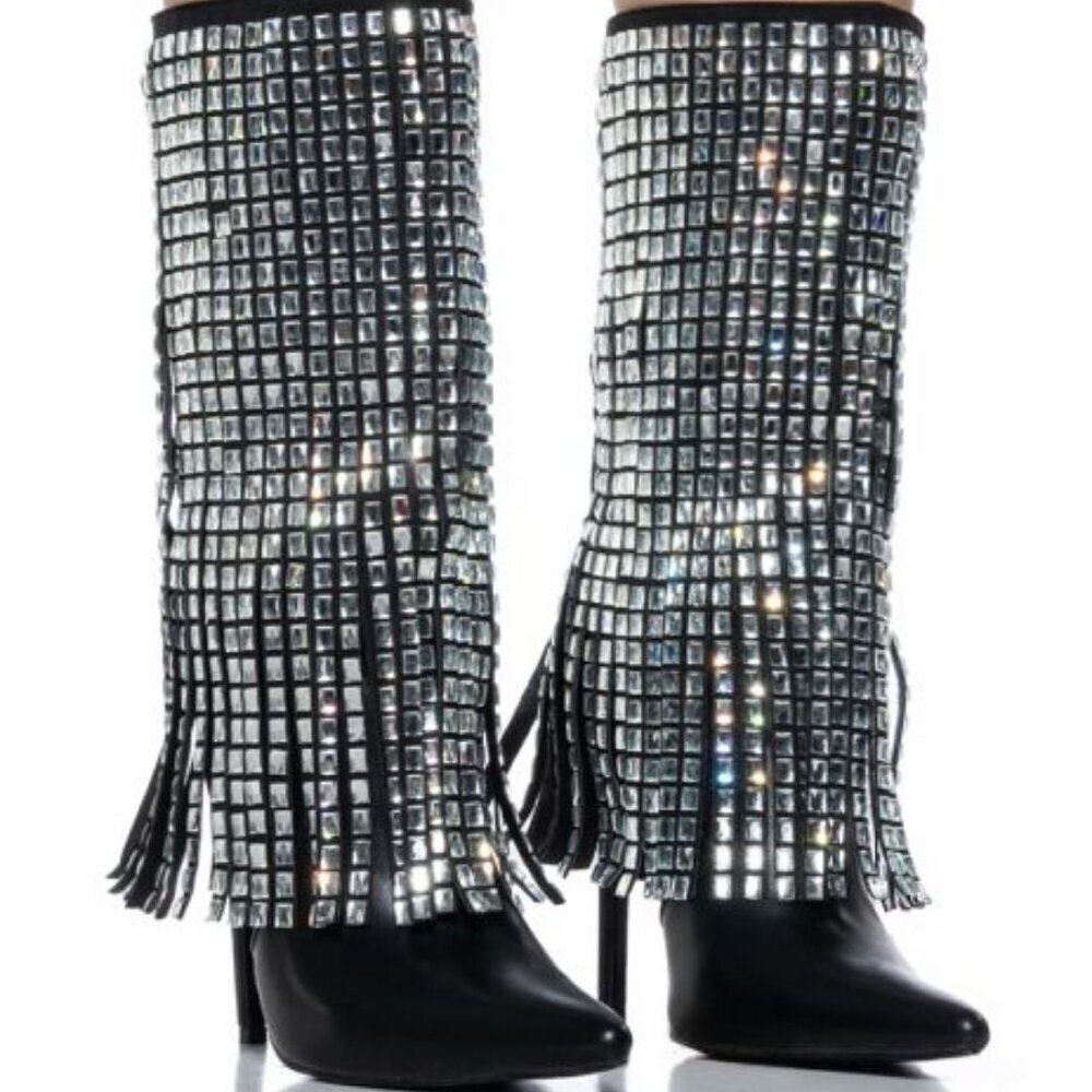 AZALEA WANG " SPECTACULAR VIBES " EMBELLISHED BOOT(BRAND NEW !!!!!!!!!!!!!!